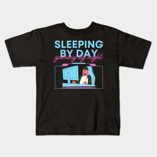 Sleeping By Day Gaming By Night Kids T-Shirt